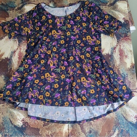 LuLaRoe Gigi Woman's Top Blouse 2 X Large Floral Multicolor Short Sleeve - Picture 1 of 12